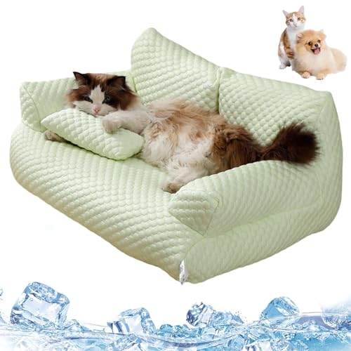 ASELIA Ice Silk Cooling Pet Bed,Large Dogs & Cats Breathable Washable Pet Beds,Summer Anti-Slip Cooling Pad for Cats and Dogs,Removable Funny Fuzzy Ice Silk Pet Bed (Green, M) von ASELIA