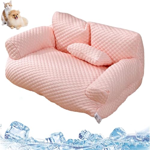 ASELIA Ice Silk Cooling Pet Bed,Large Dogs & Cats Breathable Washable Pet Beds,Summer Anti-Slip Cooling Pad for Cats and Dogs,Removable Funny Fuzzy Ice Silk Pet Bed (Pink, M) von ASELIA