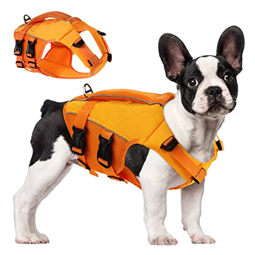 ASENKU Schwimmweste Hunde für Kleine Mittel Große Hunde, Verstellbar & Ripstop Hundeschwimmweste,Rettungsweste für Hunde mit Griff und Reflektierend zum Bootfahren,Schwimmen,Surfen, XS von ASENKU