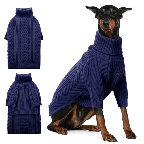 ASENKU Hundepullover, Hundepullover für extra große Hunde, Rollkragenpullover für den Winter, für Dobermann, Dogge (Königsblau, Größe 4XL) von ASENKU