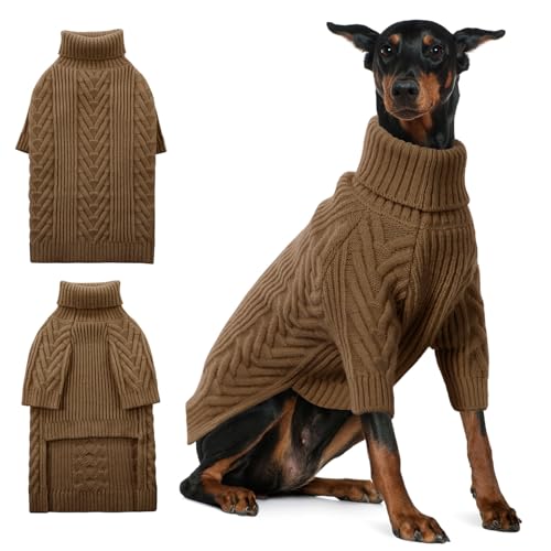 ASENKU Hundepullover, Hundepullover für extra große Hunde, Rollkragenpullover für den Winter für Dobermann, Dogge (Kaffee, Größe 4XL) von ASENKU