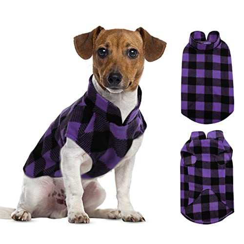 ASENKU Hundepullover, kariert, Fleece-Weste, weich, bequem, für den Winter, warmes Hunde-Shirt, kaltes Wetter, für kleine und mittelgroße Hunderassen von ASENKU