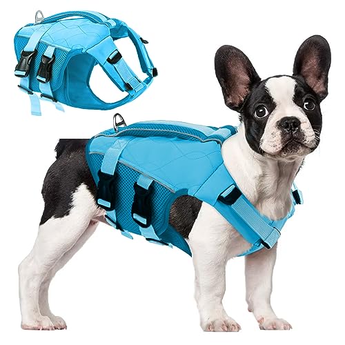 ASENKU Schwimmweste Hunde für Kleine Mittel Große Hunde, Verstellbar & Ripstop Hundeschwimmweste,Rettungsweste für Hunde mit Griff und Reflektierend zum Bootfahren,Schwimmen,Surfen, S von ASENKU