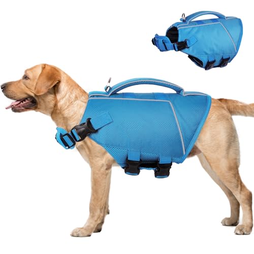 ASENKU Schwimmweste Hunde, Hundeschwimmweste Große Hunde XL, Rettungswesten für Hunde mit Griff und Reflektierend,Leicht und Sicher,für Wassersport, Schwimmen, Bootfahren und Kanufahren von ASENKU