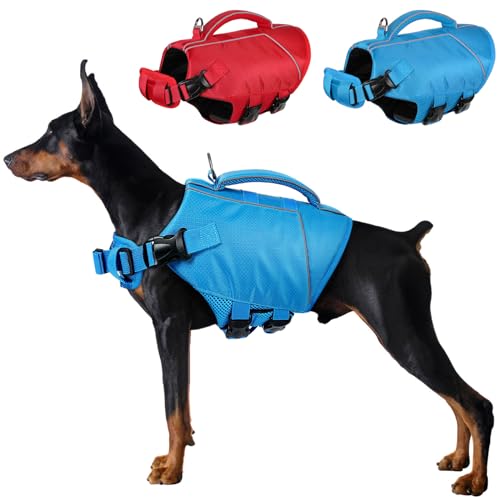 ASENKU Schwimmweste Hunde, Hunde Rettungsweste für Kleine Mittel Große Hunde, Schwimmweste für Hunde mit Griff und Reflektierend, zum Schwimmen, Bootfahren und Kanufahren von ASENKU