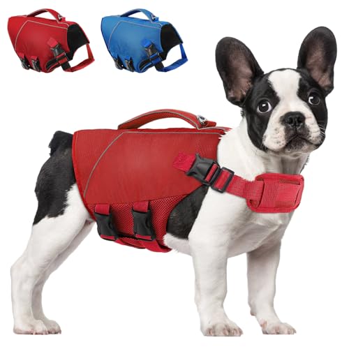 ASENKU Schwimmweste Hunde, Hunde Rettungsweste für Kleine Mittel Große Hunde, Schwimmweste für Hunde mit Griff und Reflektierend, zum Schwimmen, Bootfahren und Kanufahren von ASENKU