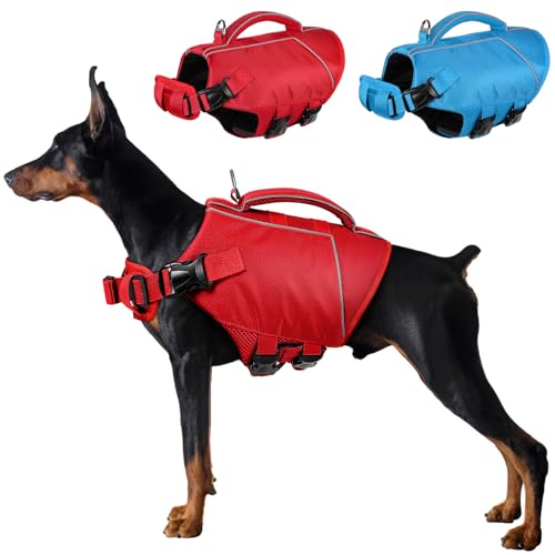 ASENKU Schwimmweste Hunde, Hunde Rettungsweste für Kleine Mittel Große Hunde, Schwimmweste für Hunde mit Griff und Reflektierend, zum Schwimmen, Bootfahren und Kanufahren von ASENKU