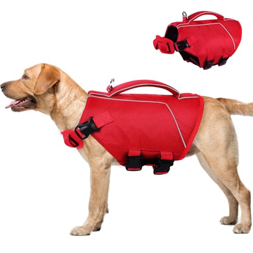 ASENKU Schwimmweste Hund, Hundeschwimmweste Große Hund XL, Rettungswesten für Hunde mit Griff und Reflektierend,Leicht und Sicher,für Wassersport, Schwimmen, Bootfahren und Kanufahren von ASENKU