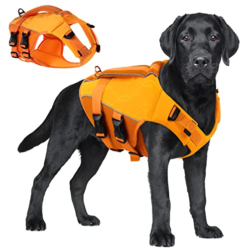 ASENKU Schwimmweste Hunde für Kleine Mittel Große Hunde, Verstellbar & Ripstop Hundeschwimmweste,Rettungsweste für Hunde mit Griff und Reflektierend zum Bootfahren,Schwimmen,Surfen, XL von ASENKU