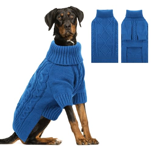 ASENKU Thermo-Strickpullover für große Hunde, Winterkleidung, Weihnachten, Rollkragen-Sweatshirt für große, mittelgroße Hunde, Jungen und Mädchen, warmer Haustierpullover, Border Collie, Pit Bull, von ASENKU