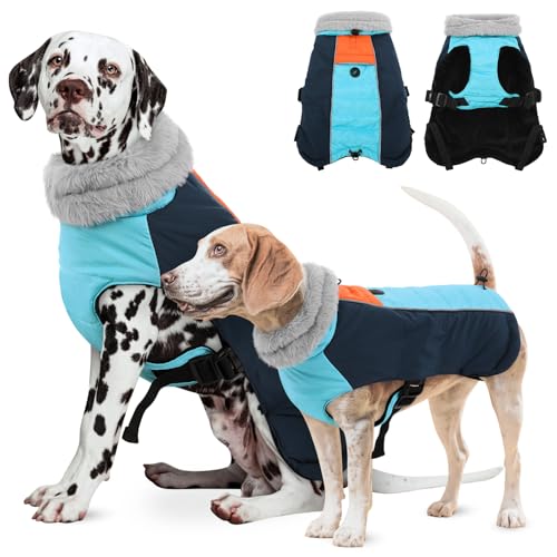 ASENKU Warmer Hunde-Wintermantel, wasserdichter Rollkragen-Hundemantel, winddichter Winter-Schneeanzug, Hundejacke, Korallen-Fleecejacke für kaltes Wetter, extra warm für kleine, mittelgroße und extra von ASENKU