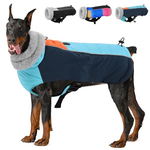 ASENKU Warmer Hunde-Wintermantel, wasserdichter Rollkragen-Hundemantel, winddichter Winter-Schneeanzug, Hundejacke, Korallen-Fleecejacke für kaltes Wetter, extra warm für kleine, mittelgroße und extra von ASENKU