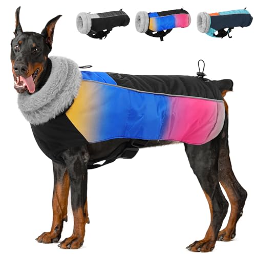 ASENKU Warmer Hunde-Wintermantel, wasserdichter Rollkragen-Hundemantel, winddichter Winter-Schneeanzug, Hundejacke, Korallen-Fleecejacke für kaltes Wetter, extra warm für kleine, mittelgroße und extra von ASENKU