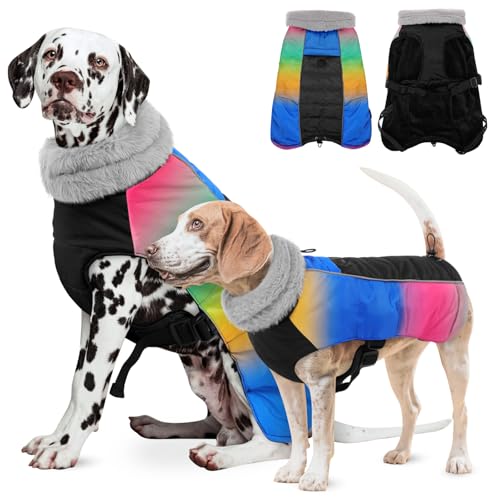 ASENKU Warmer Hunde-Wintermantel, wasserdichter Rollkragen-Hundemantel, winddichter Winter-Schneeanzug, Hundejacke, Korallen-Fleecejacke für kaltes Wetter, extra warm für kleine, mittelgroße und extra von ASENKU