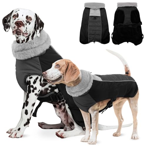 ASENKU Warmer Hunde-Wintermantel, wasserdicht, winddicht, Hundemäntel für kleine Hunde, weiche Fleece-Hundewinterjacke, verstellbare Hunde-Schneejacke, Rollkragen-Hundejacke für kleine Hunde (Schwarz, von ASENKU