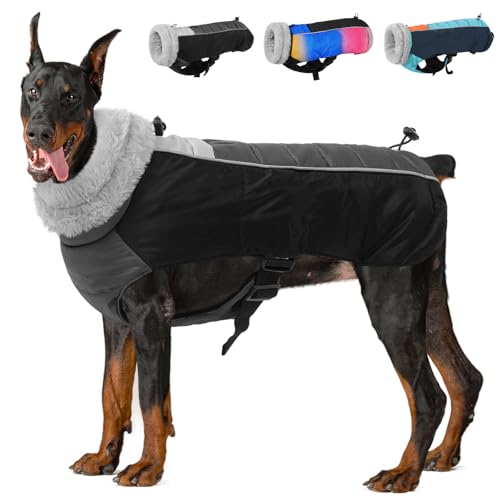 ASENKU Warmer Hunde-Wintermantel, wasserdichter Rollkragen-Hundemantel, winddichter Winter-Schneeanzug, Hundejacke, Korallen-Fleecejacke für kaltes Wetter, extra warm für kleine, mittelgroße und extra von ASENKU