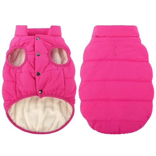 ASENKU Winddichte Hundejacke Winter wasserdichte Hundemantel Warme Hundeweste Kaltes Wetter Haustier Bekleidung mit 3-Lagen Fleece Gefüttert für Kleine Mittlere Große Hunde Rosa XS von ASENKU