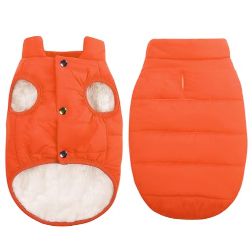 ASENKU Winddichter Hund Wintermantel Wasserdichte Hundejacke Warme Hundeweste Kaltes Wetter Haustierbekleidung mit 2 Schichten Fleece Gefüttert für Kleine Mittlere Große Hunde (Orange, 2XL) von ASENKU