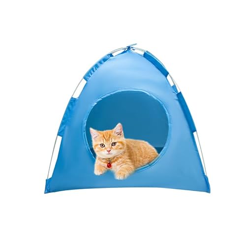 ASFANES Haustierzelt, Pop-Up-Höhlenbett für Indoor-Katzen und kleine Hunde, tragbares Outdoor-Camping-Zelt, Himmelblau von ASFANES