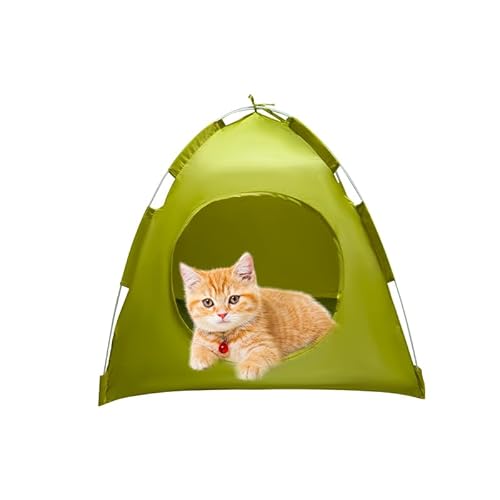 ASFANES Haustierzelt, Pop-Up-Höhlenbett für Indoor-Katzen und kleine Hunde, tragbares Outdoor-Campingzelt, Armeegrün von ASFANES