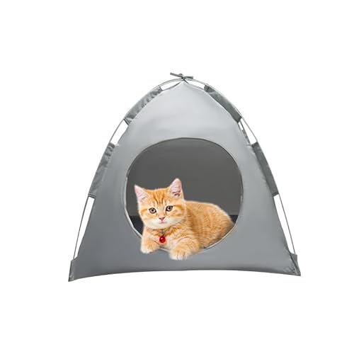 ASFANES Haustierzelt, Pop-Up-Höhlenbett für Indoor-Katzen und kleine Hunde, tragbares Outdoor-Campingzelt, grau von ASFANES