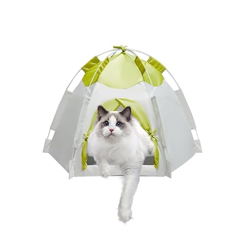 ASFANES Outdoor Haustiervorhang Campingzelt, Pop-Up-Höhlenbett für Indoor-Katzen und kleine Hunde, tragbares Katzenhaus Hundehaus, Grün von ASFANES