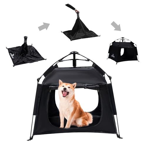 ASFANES Outdoor Wasserdichtes Haustier Automatisches Campingzelt, Pop Up Höhlenbett für Indoor Katzen und Kleine Hunde, Tragbares Katzenhaus Hundehaus, Schwarz von ASFANES