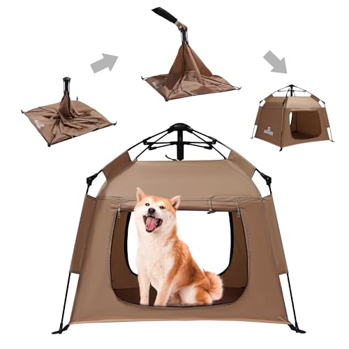 ASFANES Outdoor Wasserdichtes Haustier Automatisches Campingzelt, Pop-Up-Höhlenbett für Indoor-Katzen und kleine Hunde, tragbares Katzenhaus Hundehaus, Braun von ASFANES