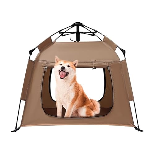 ASFANES Outdoor Wasserdichtes Haustier Automatisches Campingzelt, Pop-Up-Höhlenbett für Indoor-Katzen und kleine Hunde, tragbares Katzenhaus Hundehaus, Braun von ASFANES