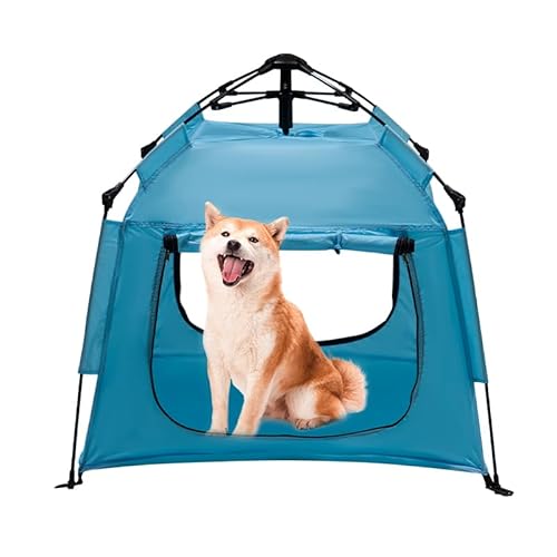 ASFANES Outdoor Wasserdichtes Haustier Automatisches Campingzelt, Pop-Up-Höhlenbett für Indoor-Katzen und kleine Hunde, tragbares Katzenhaus Hundehaus, Himmelblau von ASFANES