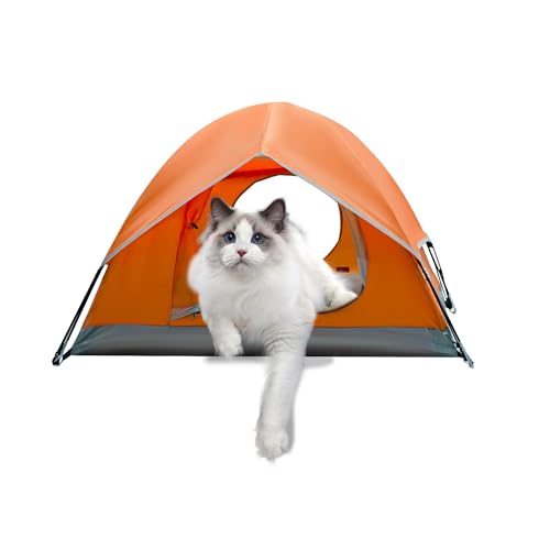 ASFANES Wasserdichtes Haustier-Campingzelt für den Außenbereich, Höhlenbett für Indoor-Katzen und kleine Hunde, tragbares Katzenhaus, Hundehaus, 55 x 55 x 37 cm, braun, S von ASFANES
