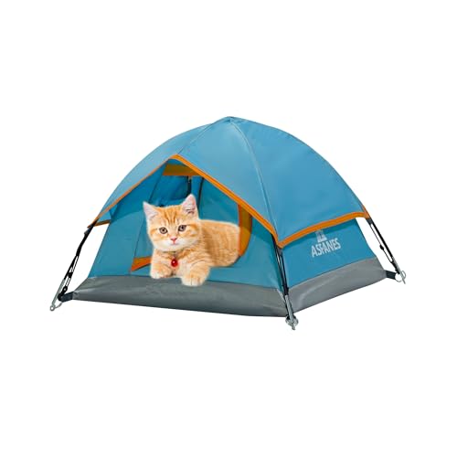 ASFANES Wasserdichtes Haustier-Campingzelt für den Außenbereich, Höhlenbett für Indoor-Katzen und kleine Hunde, tragbares Katzenhaus Hundehaus, 100 x 90 x 60 cm, Braun, L von ASFANES