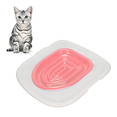 Katzen-Trainingskit-System für die Toilette, Katzentoiletten-Trainingskit, Universeller Wiederverwendbarer Umweltfreundlicher Katzentoiletten-Trainer für die Haustierreinigung (Weißes Tablett, 1 rosa innere Stütze) von ASHATA