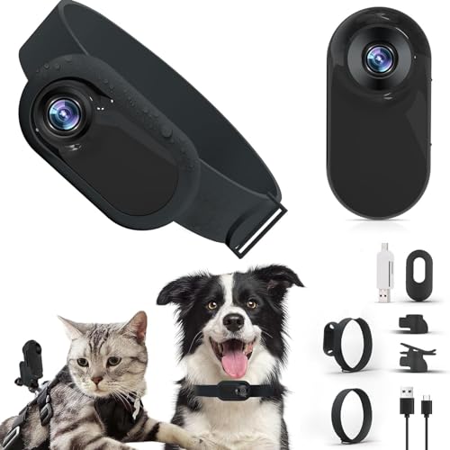 Katzenhalsband Kamera, HD Haustierkamera mit 0,96 Zoll LCD Bildschirm, Haustier Sport Action Kamera, Hundehalsband Kamera für Heimtierbedarf, Kamera 170° Weitwinkel für Katzen, von ASHATA