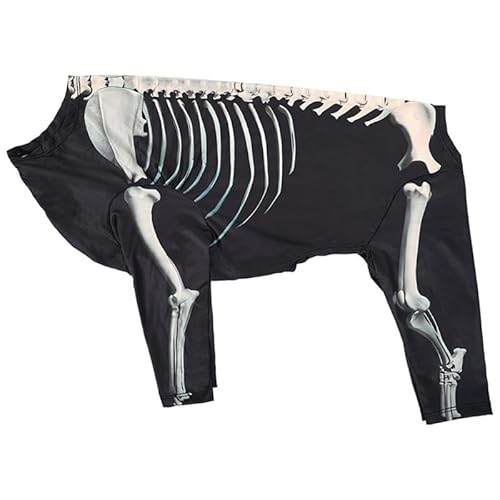 Kleidung für Hunde Große Rassen Skelett Kostüm Halloween Hemd mit Kapuze Bichon Sweatshirt 4 Beine Welpe Mittel T-Shirt Kostüm für Haustiere Kostüm Skelett Hund von ASHLUYAK