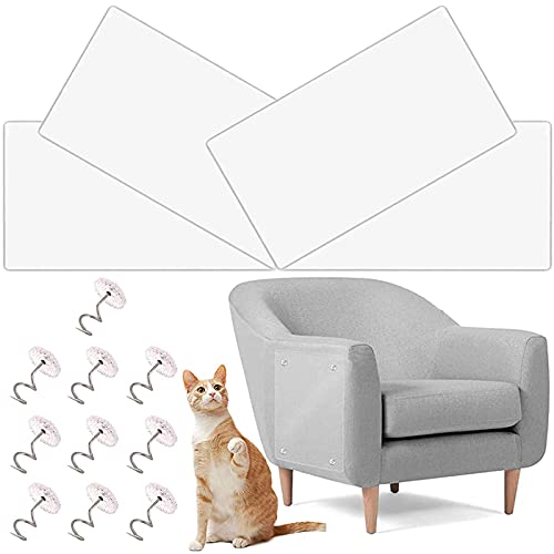 Katzen Couch Protection 4 Stück Kratzschutz Klebefolien Transparent Selbstklebend Anti-Kratz-Pad Kratzschutz Wand Selbstklebend Kratzschutz Set mit 10 Schrauben für Sofa, Tür, Möbel und Wand von ASHYYDS779