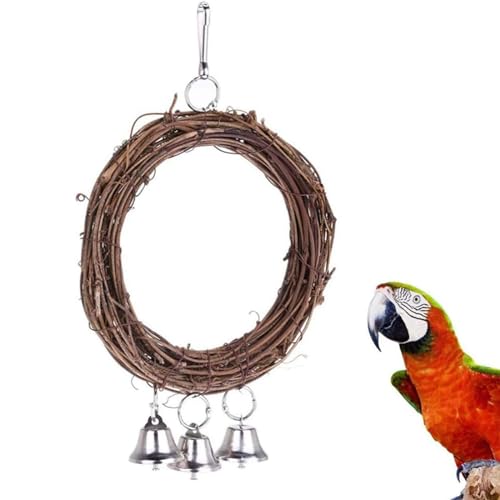 ASIAD Wellensittich Ring Nymphensittich Ring Vogel Hölzerne Schaukel Ring Schaukel Kauen Vogel Rattan Ring Papageien Rattan Ring,A von ASIAD