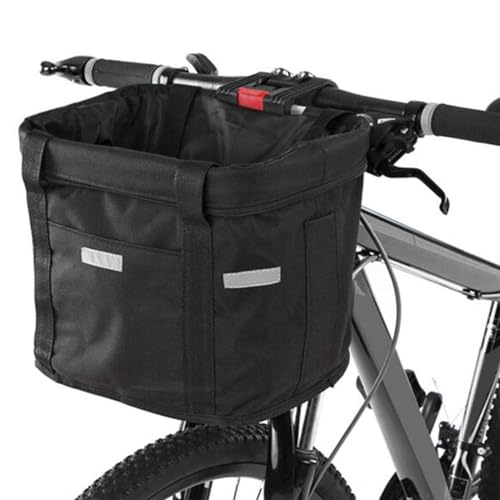 Schwarz,ASIAD Fahrradkorb, Faltbar Fahrrad vorne Korb, mit Lenkeradapter und Kabellbinder,Abnehmbare Lenkerkorb Tasche für Kleiner Hund-Einkaufen-Reisen-Picknick von ASIAD