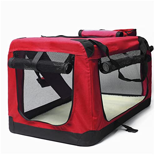 ASUMUI Haustier-Tragetasche, Faltbare Hundetransport-Reisebox, abnehmbare Reinigung, tragbares Stahlrohr, Faltbare Haustierbox, Sommer, Auto, Reise, Outdoor-Hundehütte (red S 60x44x8cm) von ASUMUI