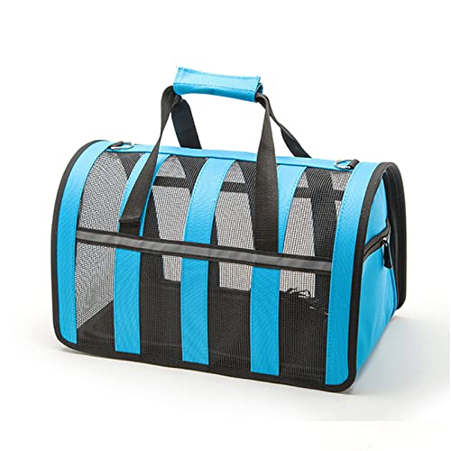 ASUMUI Outdoor Hundetaschen Reise Haustier Nylon Streifen Atmungsaktive Katzentragetasche Bunte Handtasche Leicht zu tragende Haustiertasche (Blue 37x24x21cm) von ASUMUI