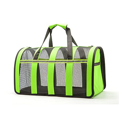 ASUMUI Outdoor Hundetaschen Reise Haustier Nylon Streifen Atmungsaktive Katzentragetasche Bunte Handtasche Leicht zu tragende Haustiertasche (Green 37x24x21cm) von ASUMUI