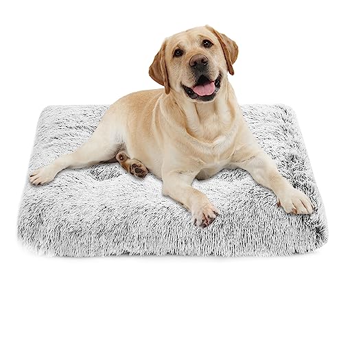 ASelected 80 x 55 cm Hundebett, mittelgroß, waschbar, flauschig, weich, mit rutschfester Unterseite, bequem, beruhigend, Anti-Angst-Haustierbett – Größe M Grau von ASelected