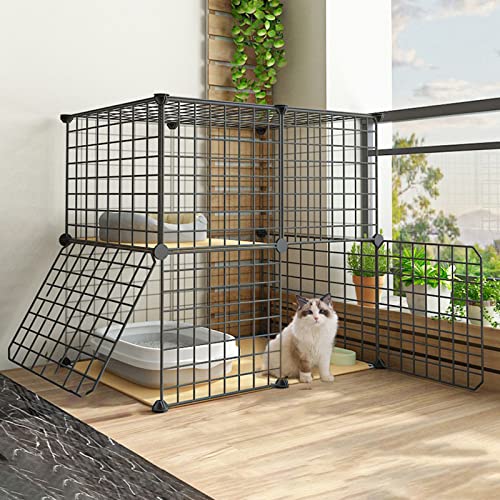 2-Stöckiger Katzenkäfig Für Den Innenbereich, Groß, Zusammenklappbarer Katzenkäfig, Tragbarer Meerschweinchenkäfig, Katzenhaus Aus Metalldraht, Ideal Für 1–2 Katzen (75 X 49 X 73 cm) von ASumPio