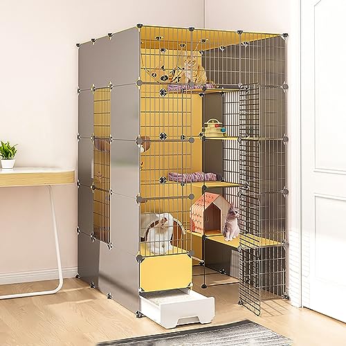 Große Katzenkäfige Für Den Innenbereich Mit Katzentoilette, DIY-Katzenhaus, Laufstall, Katzengehege, Kätzchengehege, Abnehmbarer Katzenzwinger Aus Metalldraht, Großer Auslauf, Ideal Für Katzen (111 von ASumPio