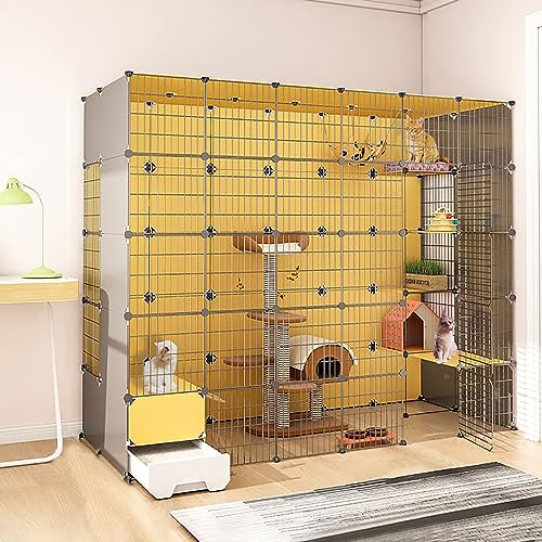 Große Katzenkäfige Für Den Innenbereich Mit Katzentoilette, DIY-Katzenhaus, Laufstall, Katzengehege, Kätzchengehege, Abnehmbarer Katzenzwinger Aus Metalldraht, Großer Auslauf, Ideal Für Katzen (219 von ASumPio