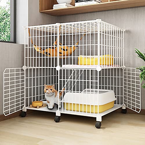 Großer Katzenkäfig, Katzenkäfige, Laufstall Und Stufen Für Katzen Im Innenbereich, Katzenhütte Aus Metall Mit Universalrad, Großer Auslauf, Ideal Für 1–3 Katzen (75 X 39 X 76 cm) von ASumPio