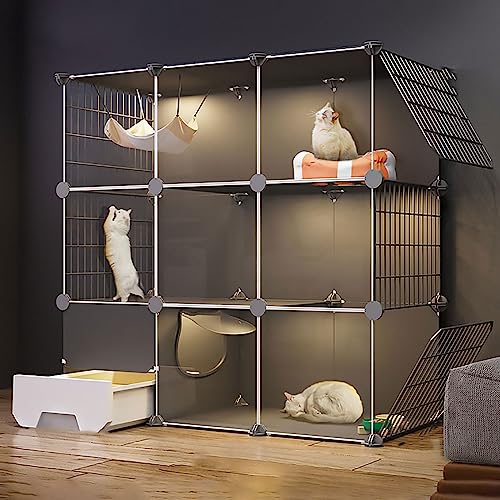 Großer Katzenkäfig Für Den Innenbereich, DIY-Katzenlaufstall, Katzengehege Mit Katzentoilette, Halbgeschlossener Katzenzaun, Abnehmbarer Kleintierkäfig, Für Kätzchen, Meerschweinchen, Häschen Und Ch von ASumPio