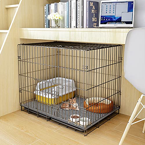 Haustierkäfig Für Hunde, Katzen Und Welpen, Katzenkäfig, Katzenkiste, Zusammenklappbare Metallhütte Mit Tablett, Leicht Zu Tragen Und Zu Transportieren, Perfekt Für Das Welpentraining (83 X 59 X 69 von ASumPio