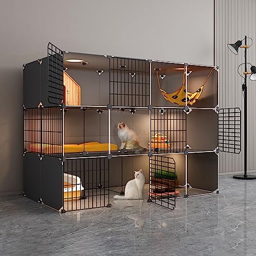 Haustierkäfige Für Kleintiere, Tragbarer Meerschweinchenkäfig, Kätzchenkäfig Für Hauskatzen, Drahtkatzenkäfig, Großer Übungsbereich, Ideal Für 1–2 Katzen (142 X 72 X 107 cm) von ASumPio