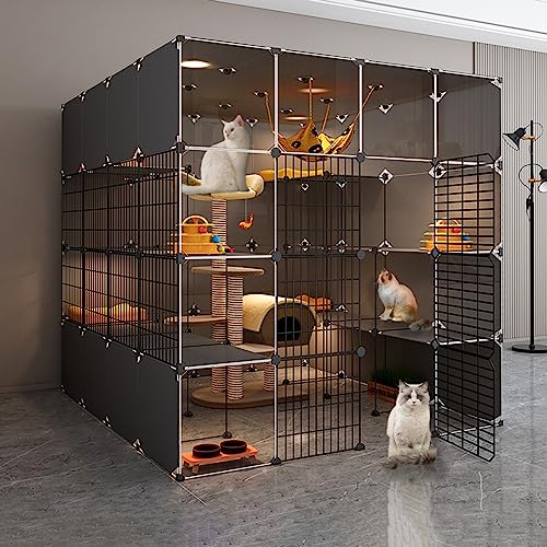 Haustierkäfige Für Kleintiere, Tragbarer Meerschweinchenkäfig, Kätzchenkäfig Für Hauskatzen, Katzenkäfig Aus Draht, Großer Auslauf, Ideal Für 1–2 Katzen (142 X 142 X 142 cm) von ASumPio